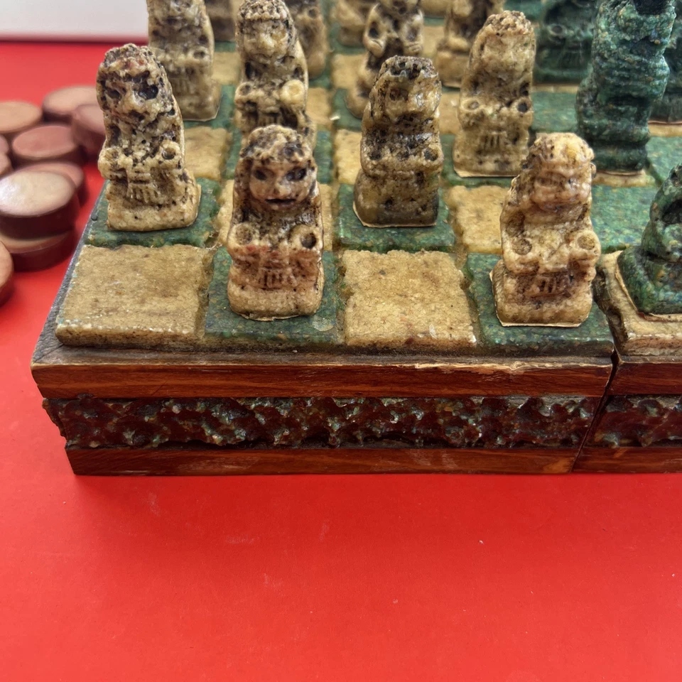 Vintage Aztec VS Mayan Chess Set - Image 2 of 4