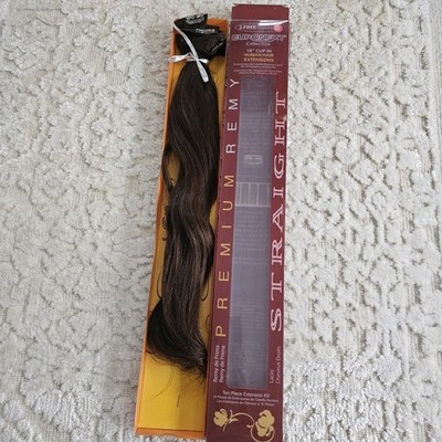 Euronext 100% Human Hair Extensions Premium Remy Straight 10 Clip In 18'' Dark Br