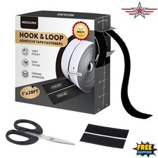 20Ft X 1 Inch Hook and Loop Tape Strips with Adhesive, Heavy Duty Sticky Back