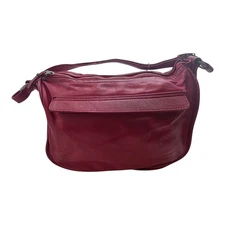 Vintage Style Genuine Leather  Hobo Shoulder bag  Cresent Shaped Deep RED Purse