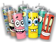 Spongebob 20 OZ STAINLESS STEEL TUMBLER CUP +LID/STRAW
