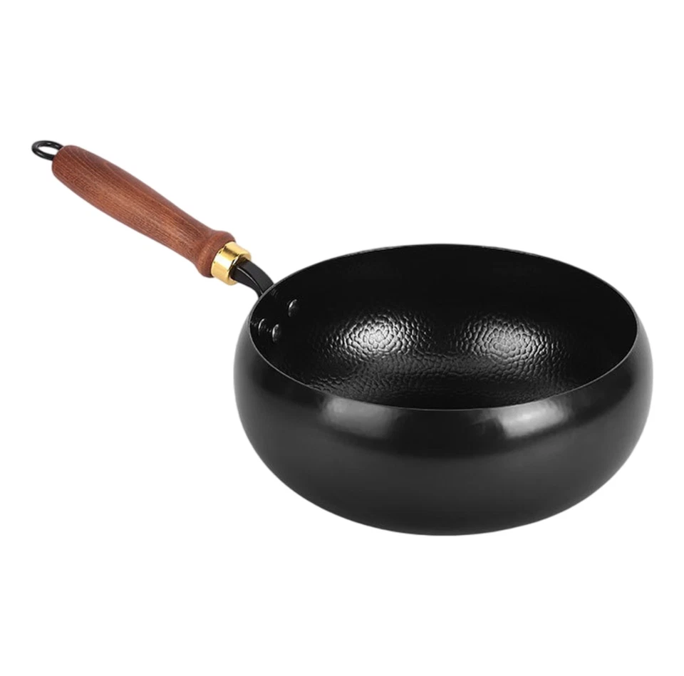 Handgeschmiedeter, gehämmerter Wok, tiefer runder Bodenwok, Mehrzweck-Rührbratpf - Bild 4 von 4