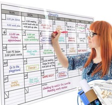 Dry Erase Monthly Extra Large White board Calendar for Wall, 25" by 38", Jumb...