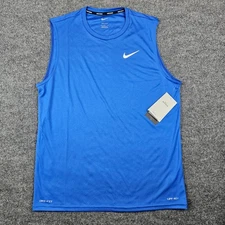 Nike Dri FIT Tank Top Men's M Hydroguard Blue Sleeveless Athletic Shirt UPF 40+
