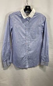 Coach 1941 Women's Button Down Shirt Blue Contrast Collar Cotton Size 2