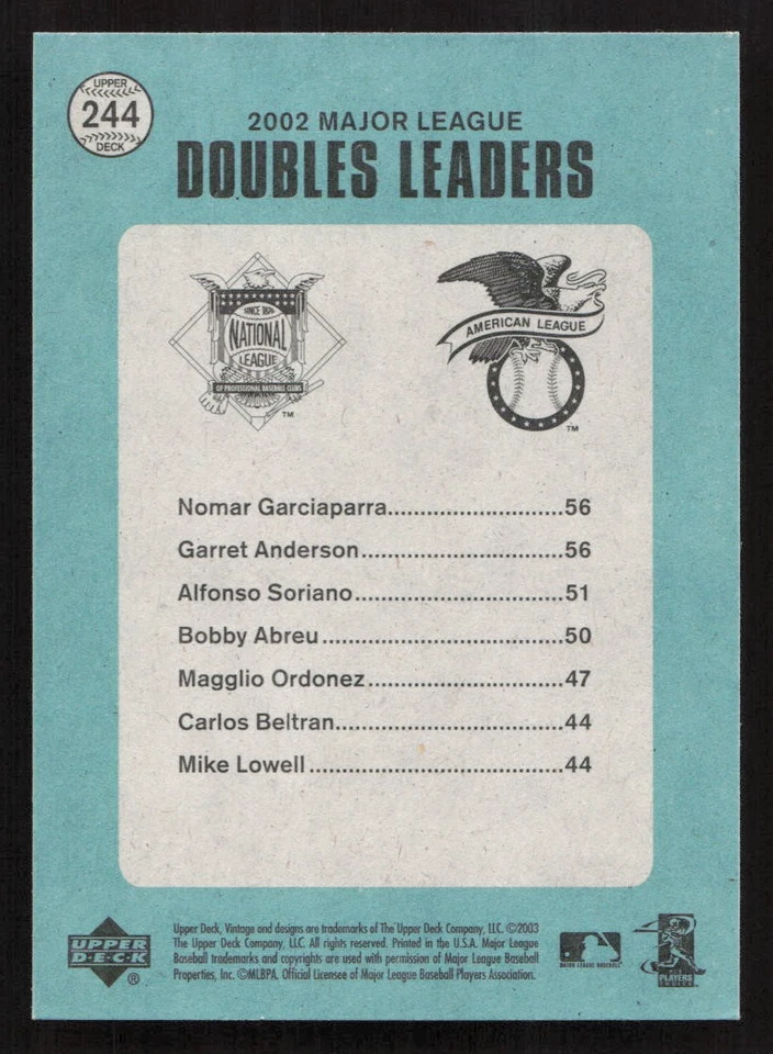 2003 Upper Deck Vintage Nomar Garciaparra Garret Anderson Alfonso Soriano 244 - Image 2 of 2