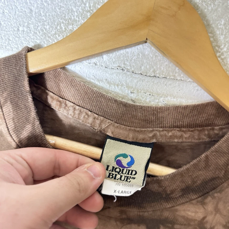 Camisa De Colección Led Zeppelin Para Hombres Extra Grande Marrón Líquido Azul Tie Dye Banda AOP Foto 3 de 4