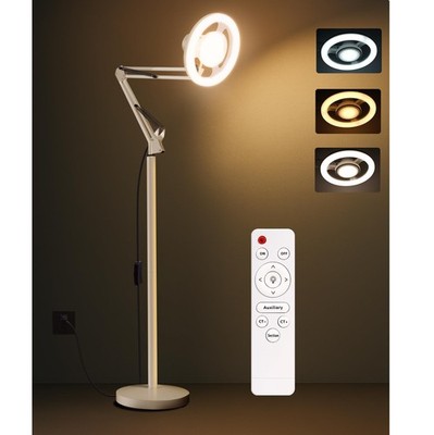36W Floor Lamp with Flexible Arm, 3 Colors Ring Light with Heavy-Duty Base & ...