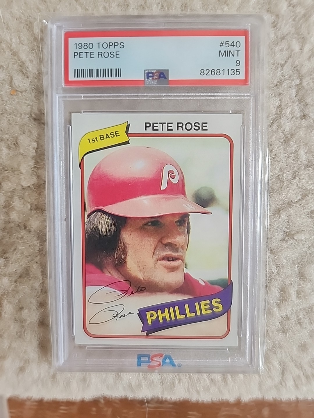 1980 Topps #540 Pete Rose PHILLIES PSA 9 MINT GOAT! Future HOF New Slab!