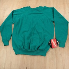 nwt usa made HANES raglan blank sweatshirt XL teal turquoise vtg 80s 90s