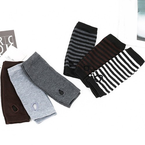 Fingerless Thumb Gloves Arm Warmers Striped Ladies Women Mitten 25 colors - Picture 8 of 37