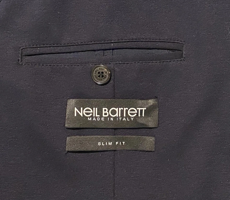 Chaqueta Blazer Neil Barrette Ajustada Sin Forro Azul Marino Para Hombre Talla EU46/US36 Hecha en Italia Foto 3 de 4