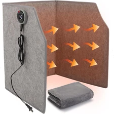 Under Desk Leg Warmer with Blanket, Foldable Space Heater with Timer & Thermosta