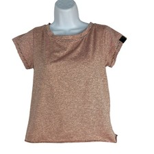 Jo Jax XSA Womens Striped Cutout Back Activewear Top X-Small Adult Coral Black