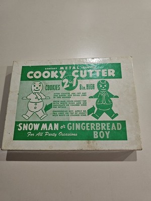 Vintage Snowman Or Gingerbread Boy Metal 8 '' High Cooky Cutter 2 In 1
