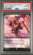 Disney Lorcana Mickey Mouse Wayward Sorcerer Enchanted Foil 208/204 PSA 10