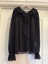 Dolce & Gabbana Georgette Polkadot Ruffle Blouse Size IT 40