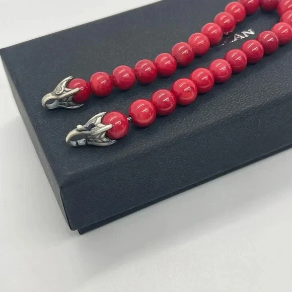 Pulsera David Yurman 8 mm Coral ROJO 8,5" Largo Foto 2 de 4
