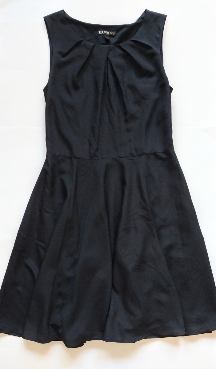 Express Women's Fit & Flare Black Solid Dress Size 2 Sleeveless Round Neck  Lined | eBay