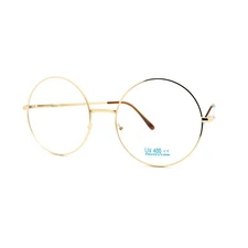 Super Oversized Round Circle Frame Clear Lens Glasses UV400