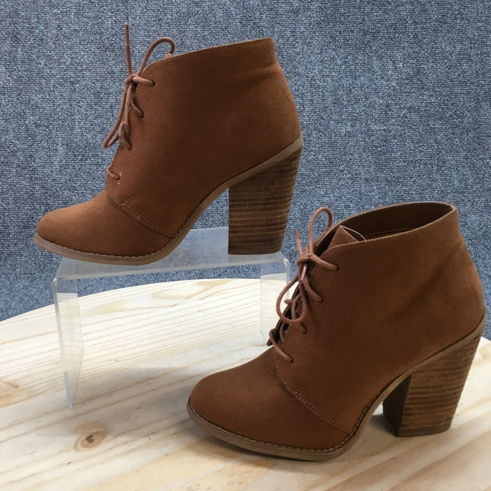 Call It Spring Boots Womens 6 Lace Up Heels Ankle Bootie Brown Faux Leather - Image 2 of 4