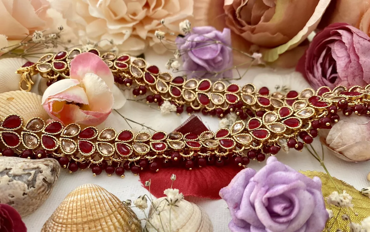 Anklets Pair Payal Kundan Bollywood Pakistani Party Jewellery