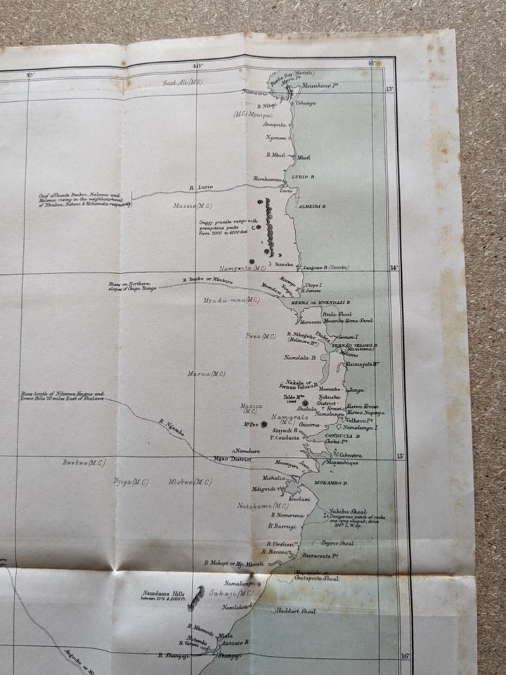 1882 Map of the Mozambique coast antique vintage - Image 3 of 4