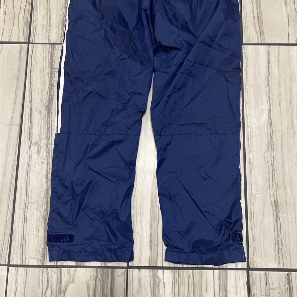 Adidas Vintage Windbreaker Pants Navy Blue Striped Men’s Medium Nylon