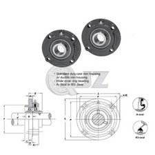 2x 2 7/16 in 4-Bolt Piloted Flange Cast Iron UCFCX12-39 Mounted Bearing New