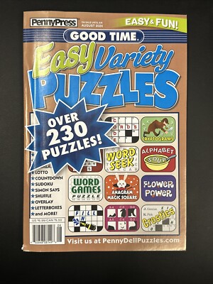Penny Press Good Time Easy Variety Puzzles Magazine Over 230 Puzzles August 2024