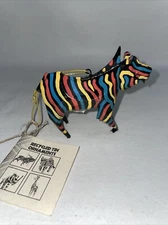 Recycled Tin Animal Ornaments Zebra Figure 2.75”