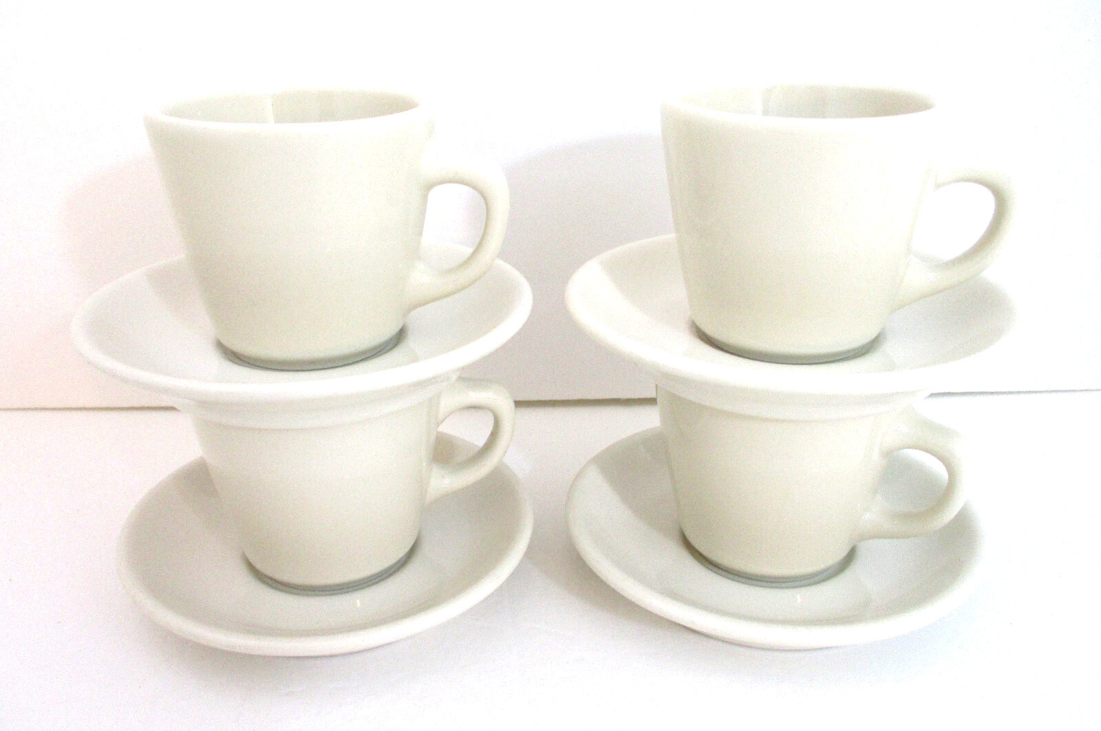 Homer Laughlin China 4 Cup Saucers Sets White Ceramic Retro Restaurant Diner Lot