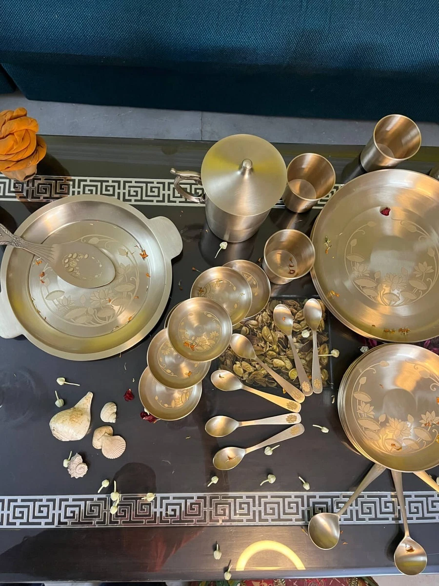 Brass metal dinner set clearance