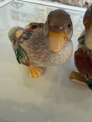 Fitz and Floyd Autumn Splendor Ducks Salt And Pepper Shaker Set Fall Leaves - Picture 3 of 7