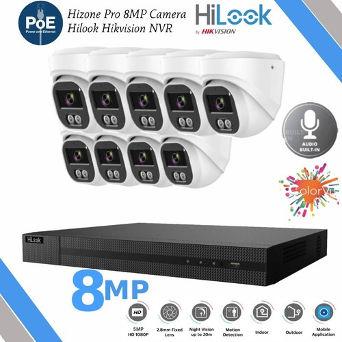 8MP HIKVISION CCTV 8MP 4K NVR COLORVU IP POE OUTDOOR AUDIO MIC CAMERA SYSTEM KIT - Afbeelding 30 van 45