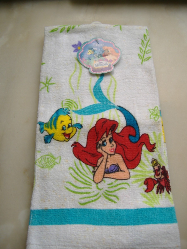 Vintage Tea Towel Disney's Little Mermaid, 1989, NWT 100% Cotton - Afbeelding 1 van 9