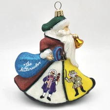 Nutcracker Suite Ornament Glass Glitterazzi Santa Joy To The World 4 3/4"