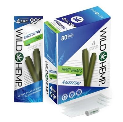 Wild H. Natural Wraps Rolling Papers 80 Total Wraps 20 Pouches (Razzletaz)