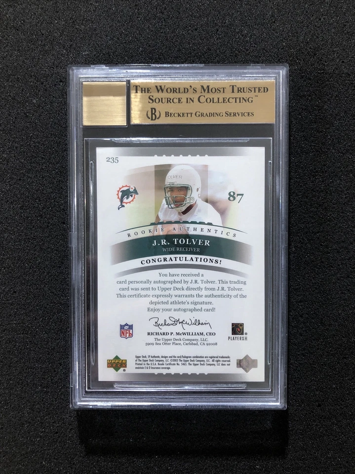 2003 Upper Deck SP Authentic J.R. TOLVER #235 BGS 9.5 💎 RC AUTO GEM💎 0671/1200 - Image 2 of 2