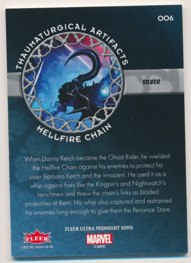 Hellfire Chain HELLFIRE CHAIN 6 2023 Marvel Fleer Ultra Midnight Sons THAUMATURGICAL ...