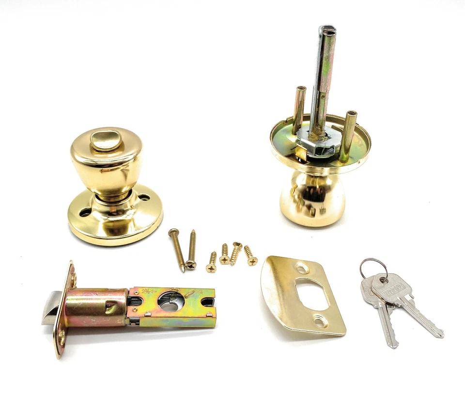 [2-PACK] Keyed Alike Entry Door Knob Lock Set, Polished Brass With 4 Keys - Image 4 of 4