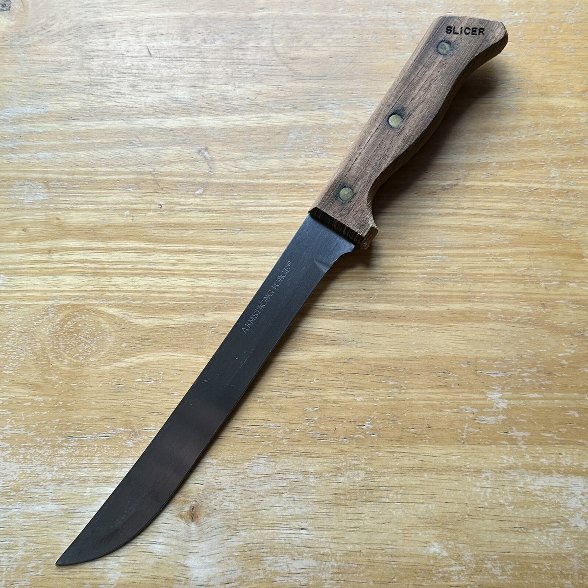 SHARP Vtg ARMSTRONG FORGE 8” Blade Stainless Japan Slicer Knife w