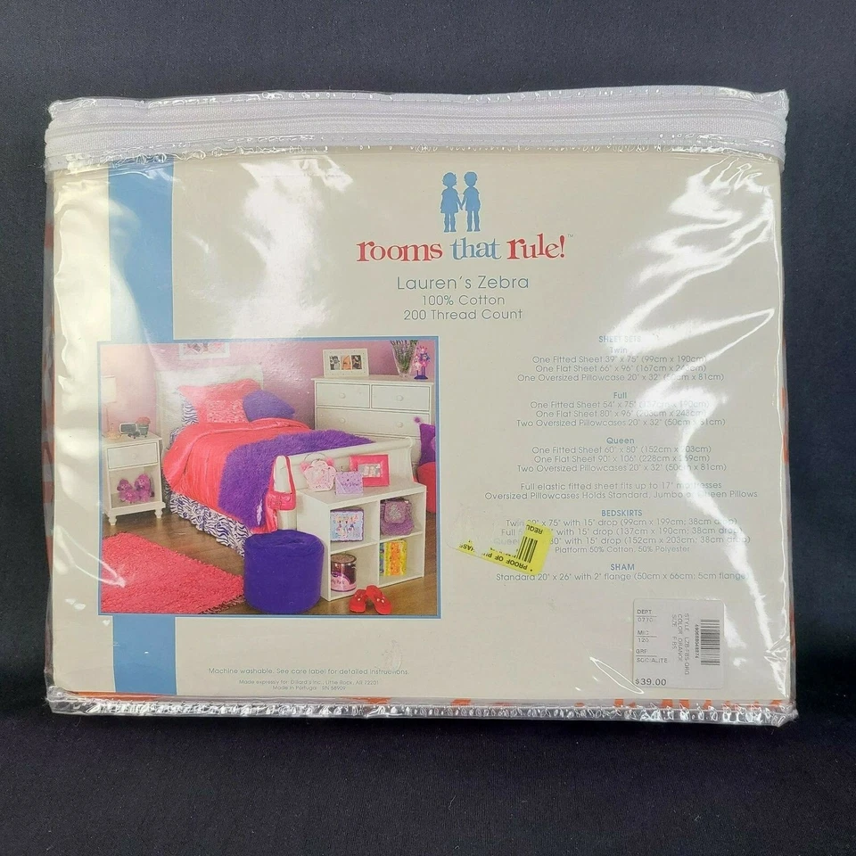 Falda de cama Rooms That Rule naranja tamaño completo algodón Laurens estampado cebra nueva Foto 4 de 4