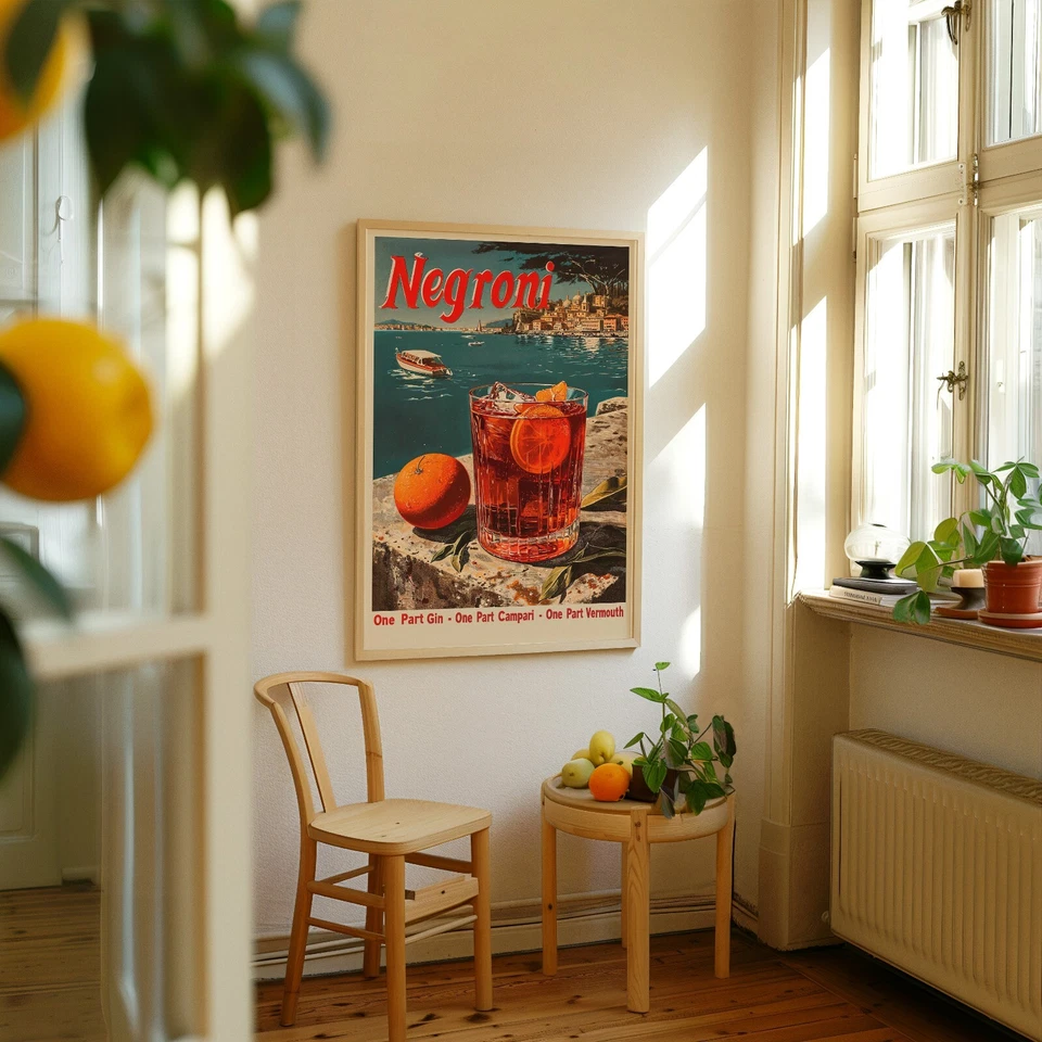 Classic Negroni Poster | Vintage Style Alcohol Ad Print | Retro Bar Wall Art - Изображение 3 из 4