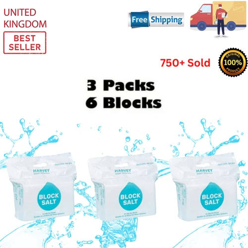 3 Pack 6 Block Harvey's Block Salt Compatible With Water Softener Machines