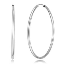 Wellingsale 14k White Gold 2mm Endless Classic Hoop Earrings 45 x 45 mm 