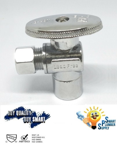 Pack of 10 pcs 1/4 Turn Angle Stop Valve 3/8" OD x 1/2" SWEAT Brass (129-71S)