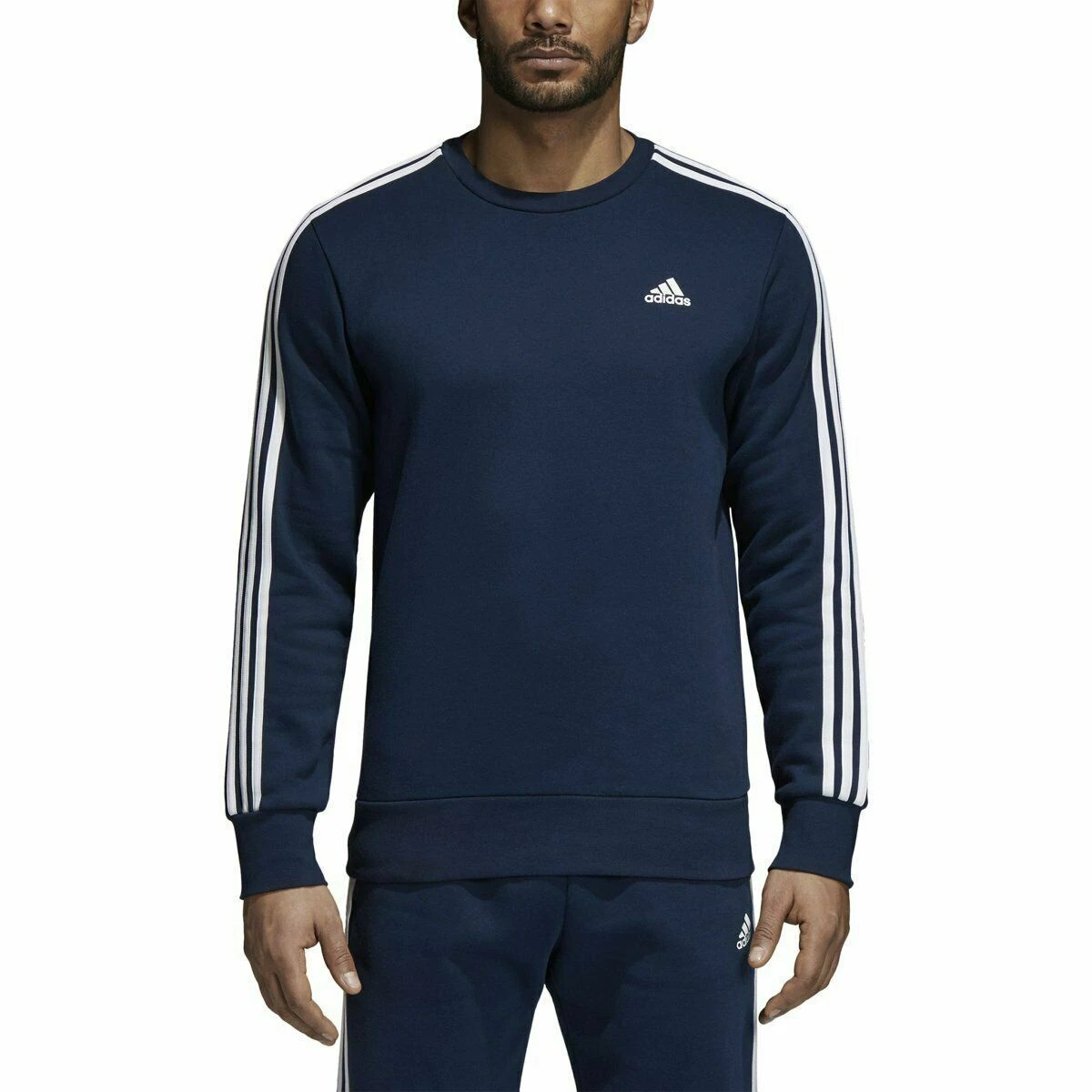 BQ9644] Mens Adidas Essentials 3-Stripes Crew - Blue - 2XL | eBay