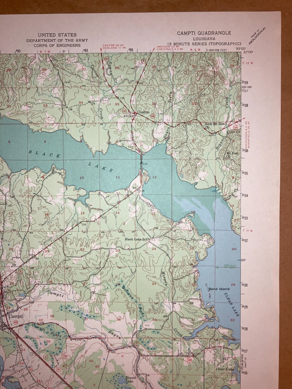 Campti LA Natchitoches USGS Topographical Geological Survey Quadrangle