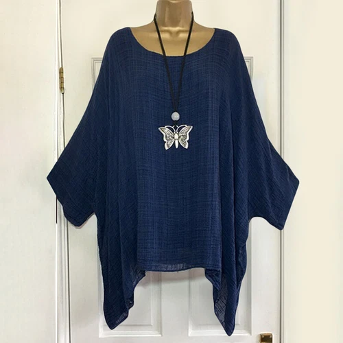 Übergröße Damen Sommer halbärmelig lockere Bluse Damen lässig Fledermaus Flügel TShirt Top - Bild 8 von 44